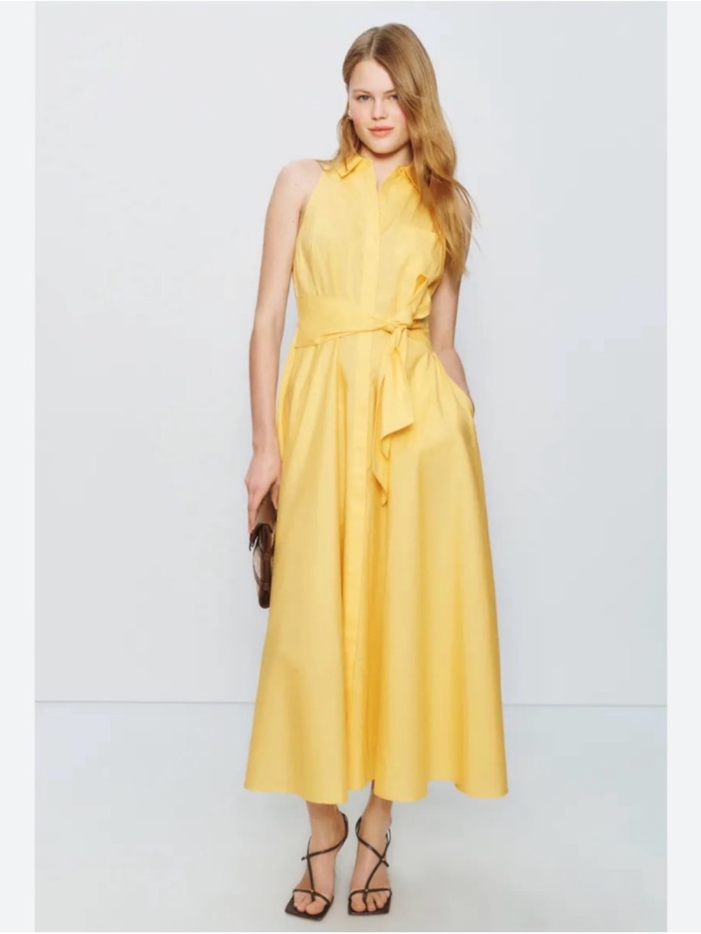 Toccin Chelsea Sleeveless Cotton  Dress with Waist Tie